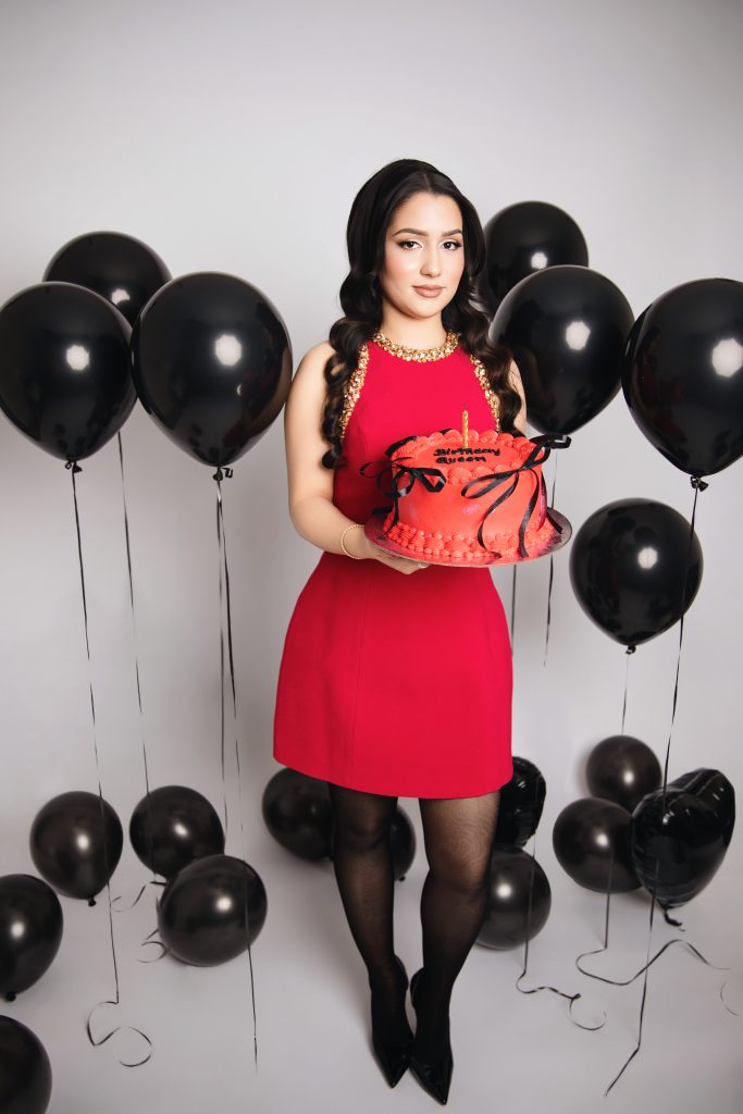 Elegant adult birthday portrait session captured at Kat Alora Photography studio in Cranbourne North, Melbourne featuring glamorous styling and milestone birthday photography.