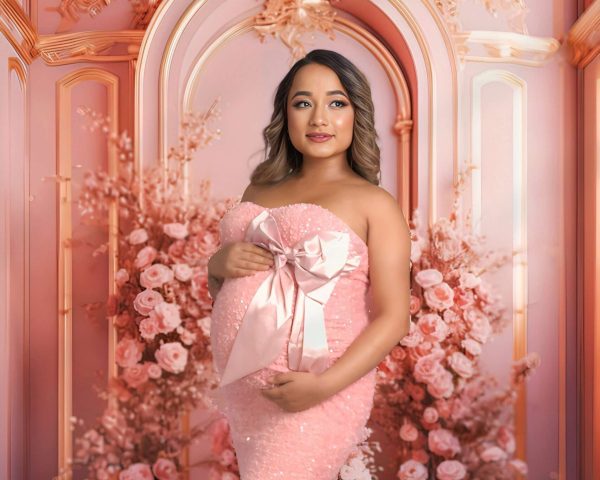 Elegant maternity photography dress Melbourne for studio pregnancy photoshoot