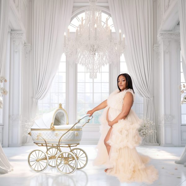 Mother-to-be posing for professional maternity portraits